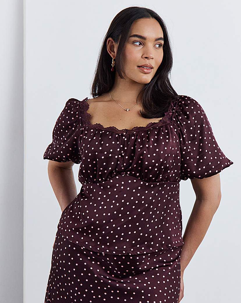 Simply Be Burgundy Lace Trim Top