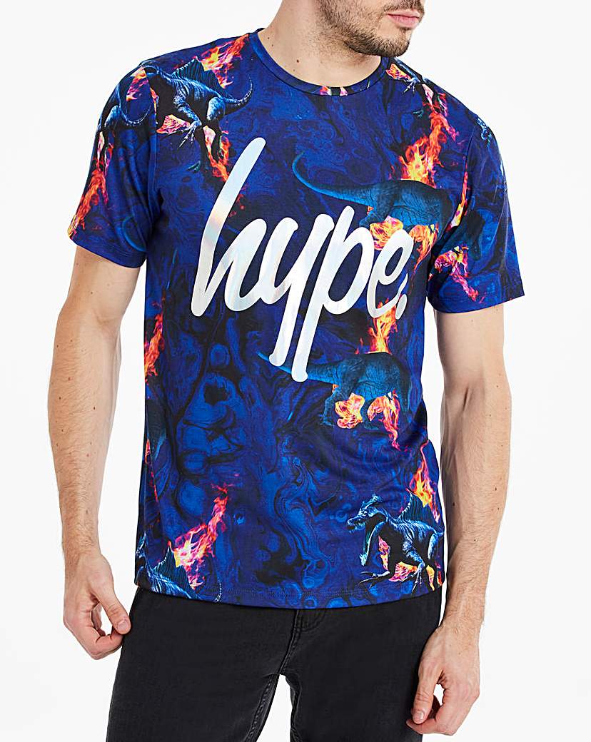 Image of Hype Foil Script Fire T-Shirt
