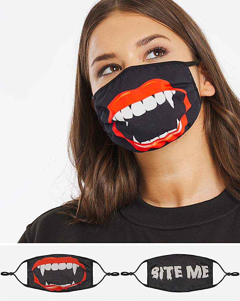 2 Pack Bite Me Halloween Face Coverings