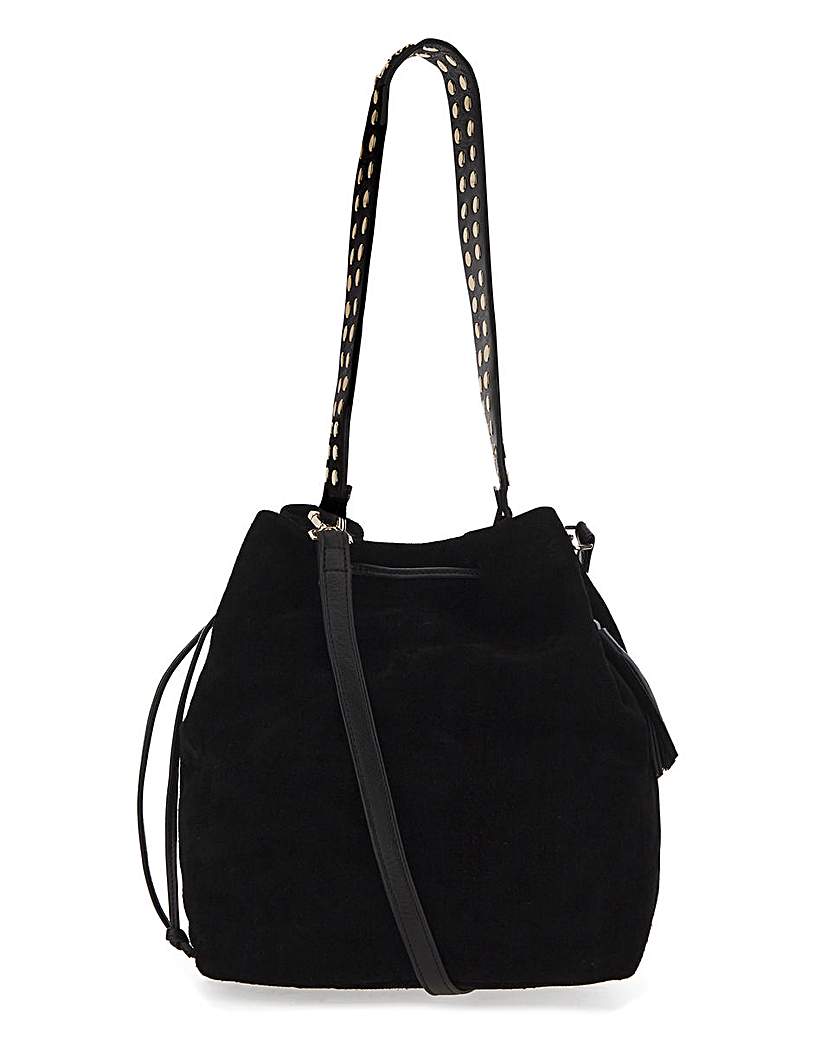 Joanna Hope Studded Suede Bucket Bag