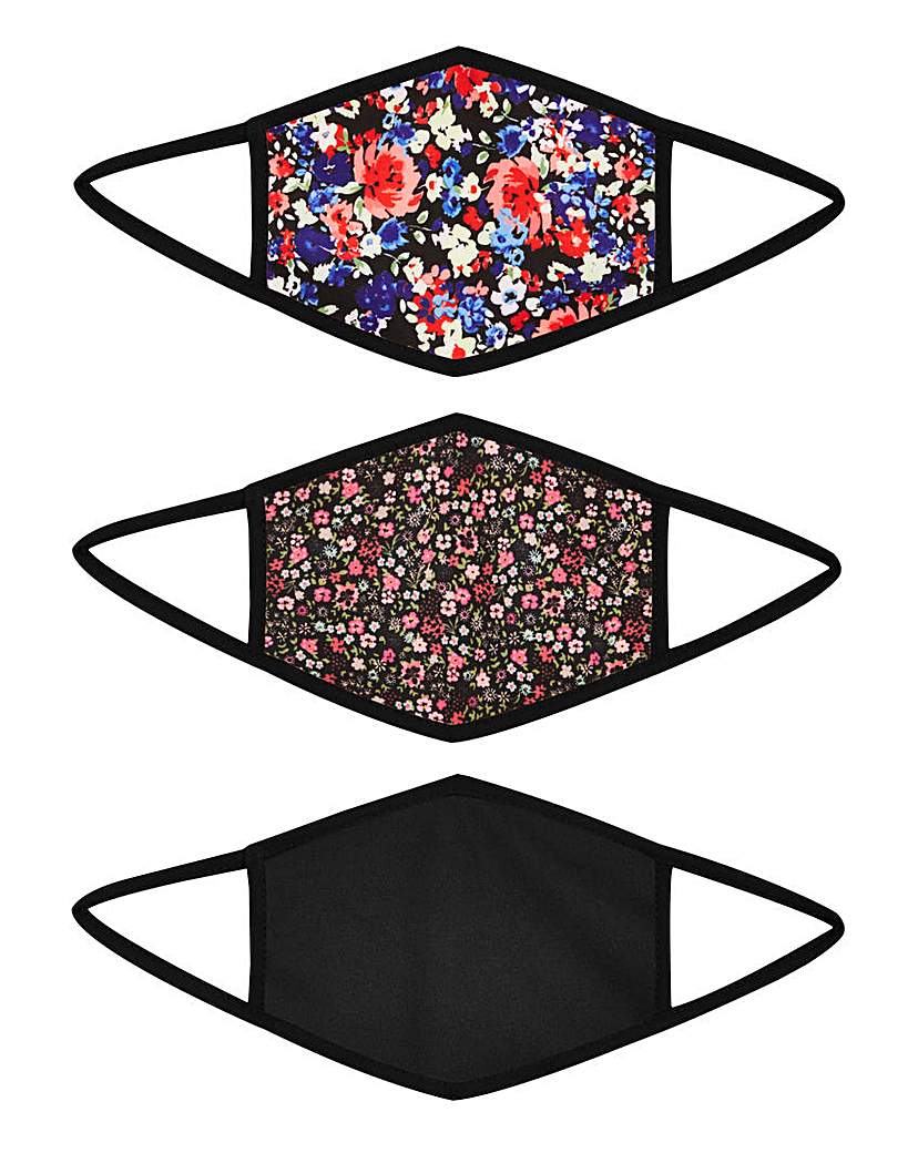 3 Pack Floral Printed Face Coverings