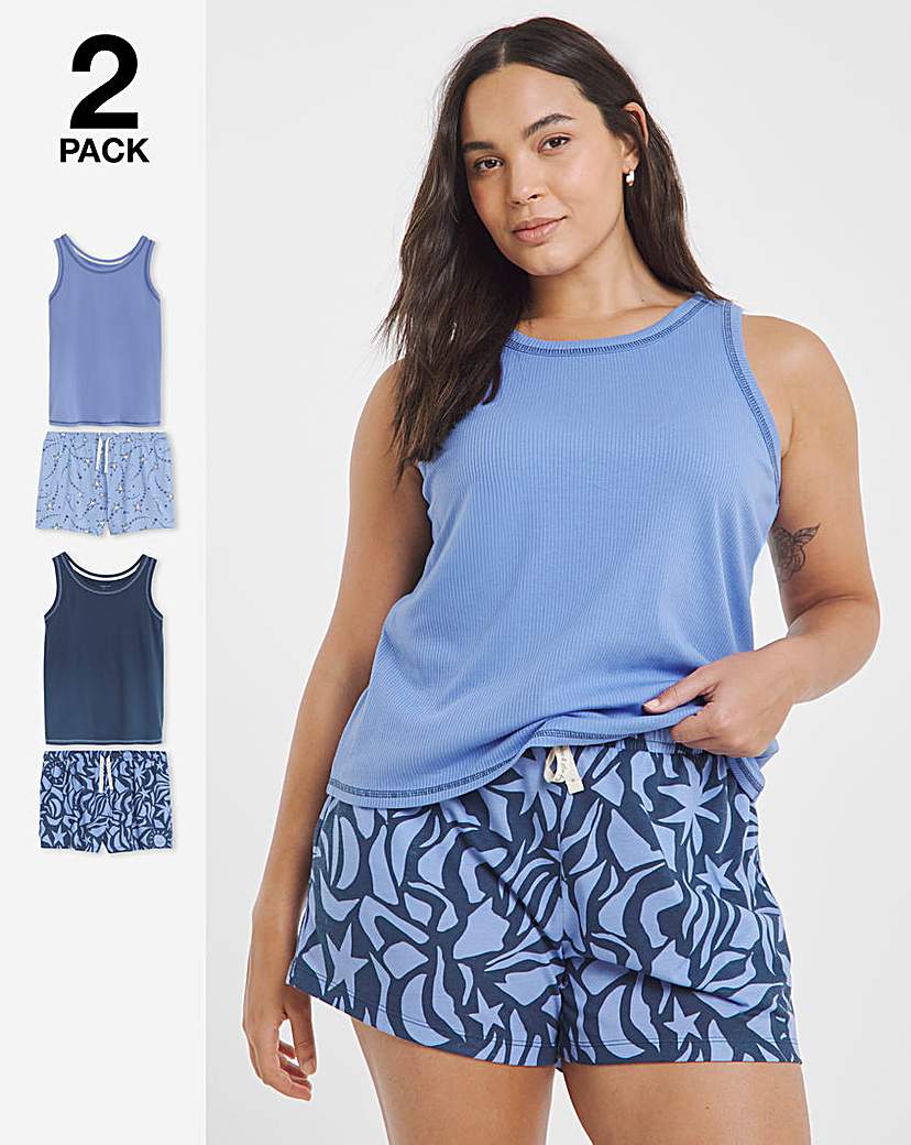 New In - Simply Be 2 Pack Vest Ribbed PJ Sets