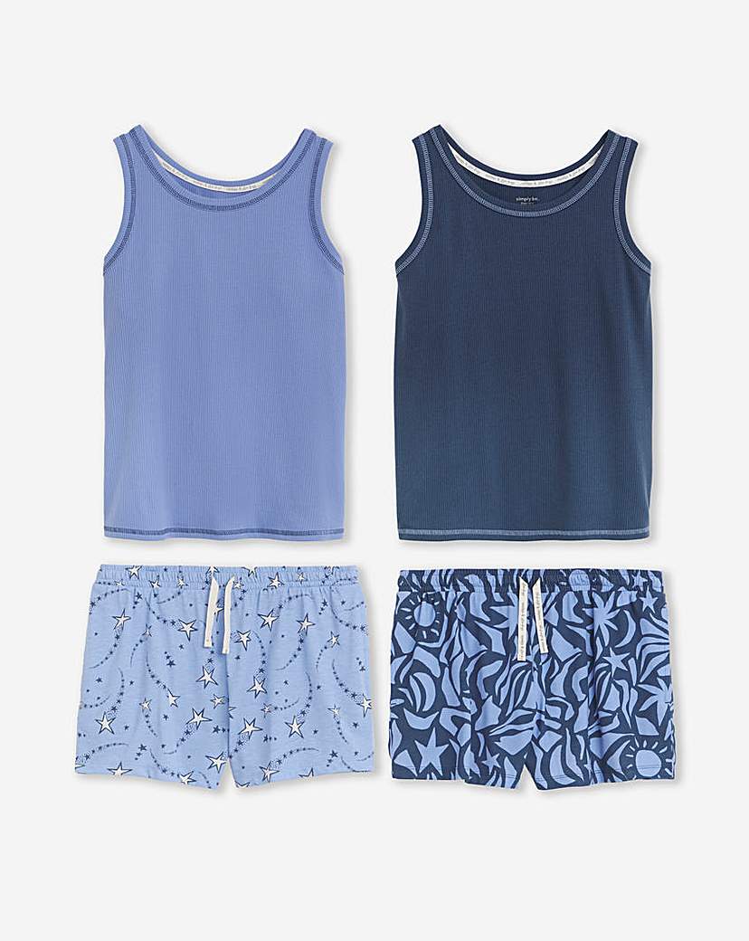 Simply Be 2 Pack Vest Ribbed PJ Sets