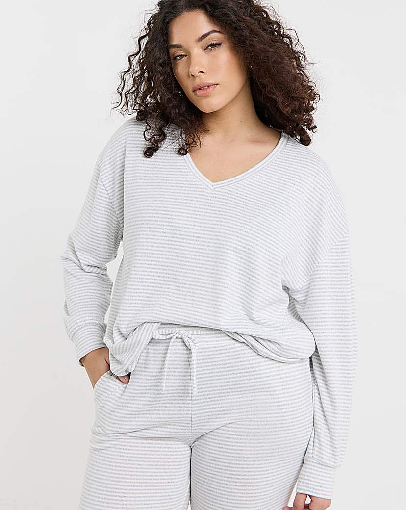 V Neck Snit Wide Leg Lounge Set