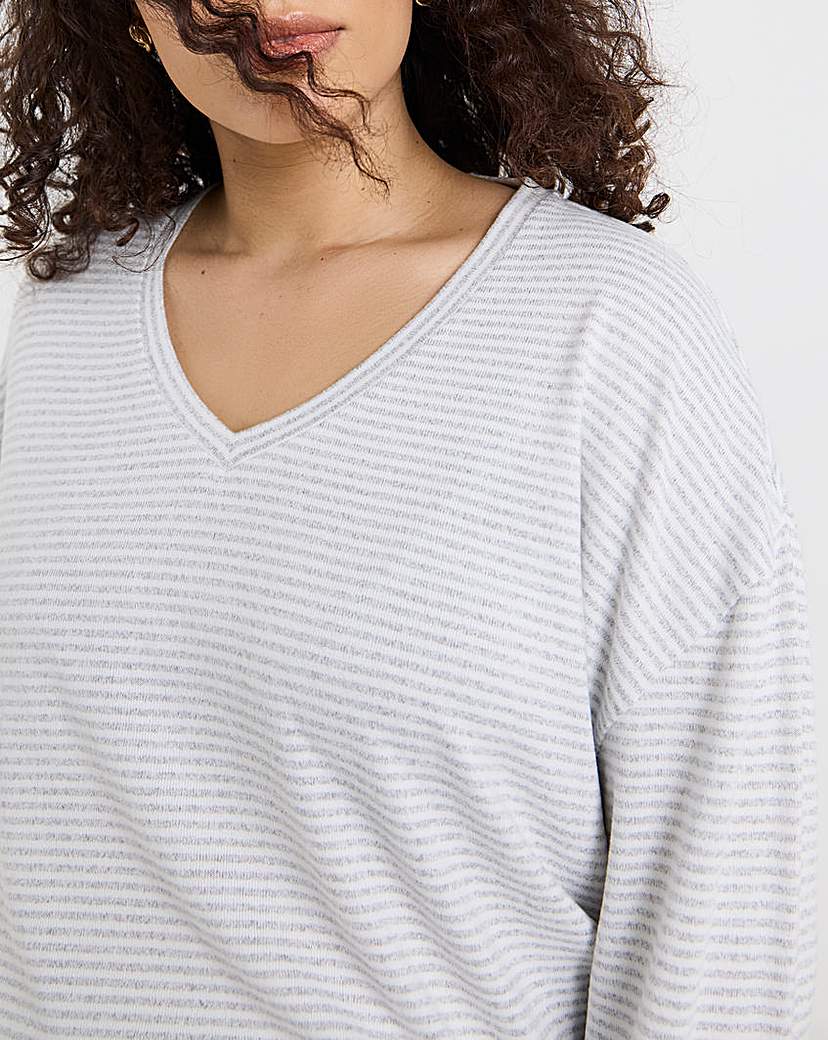 V Neck Snit Wide Leg Lounge Set