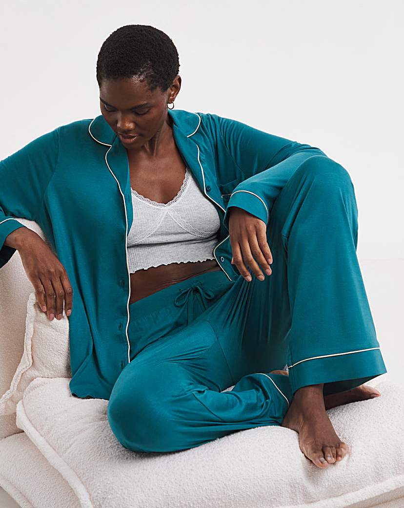 Figleaves Satin Trim Pyjama Set