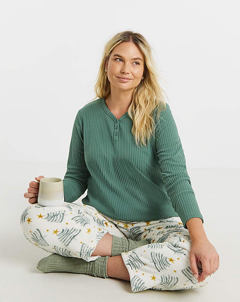 New In - Pretty Secrets Fleece Henley PJ Set
