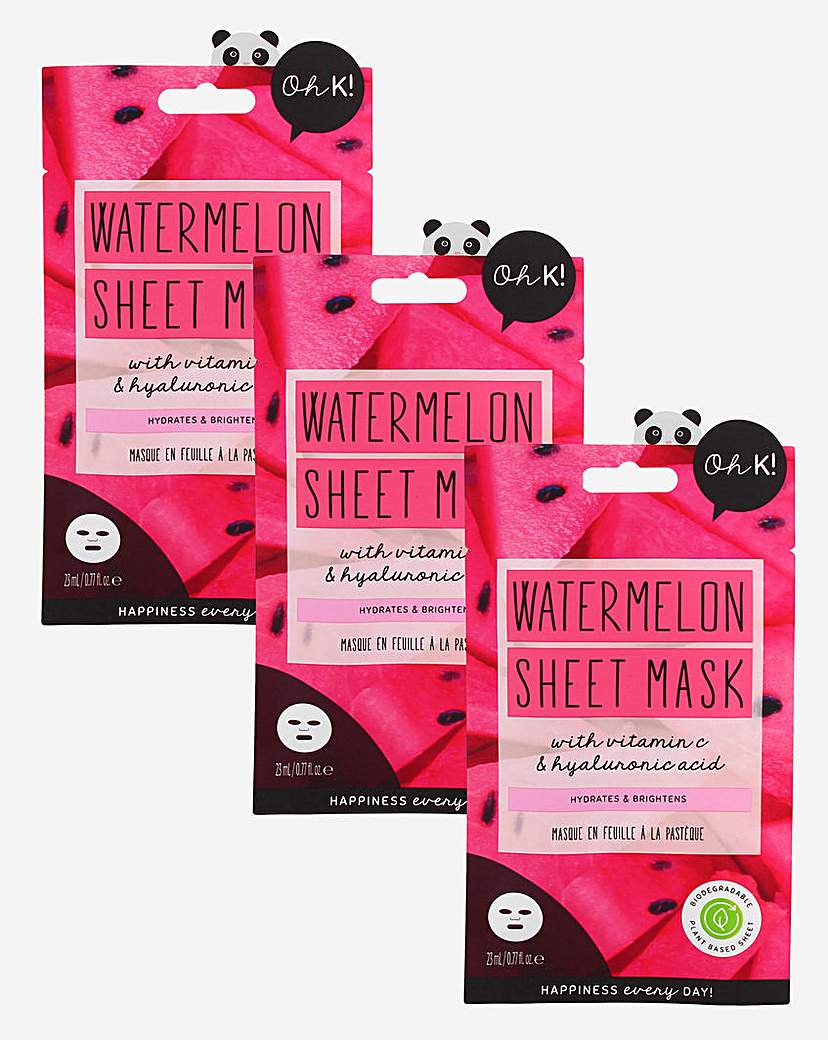 oh k! watermelon sheet mask 3 pack