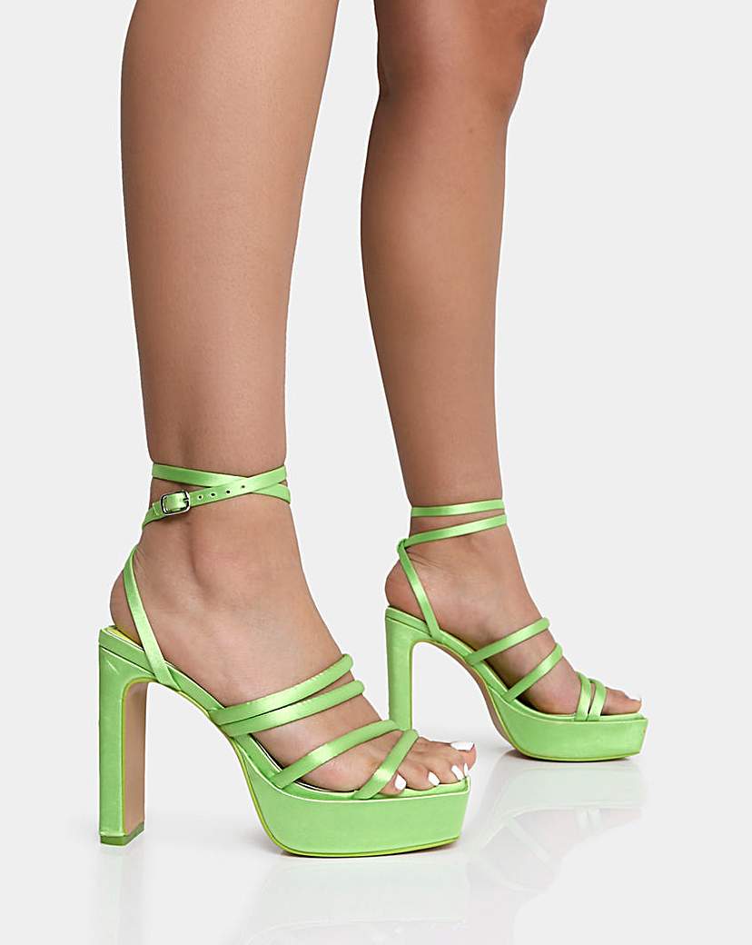 Public Desire Viola Wide Fit Sandals In Green | UK Size 4 Women's