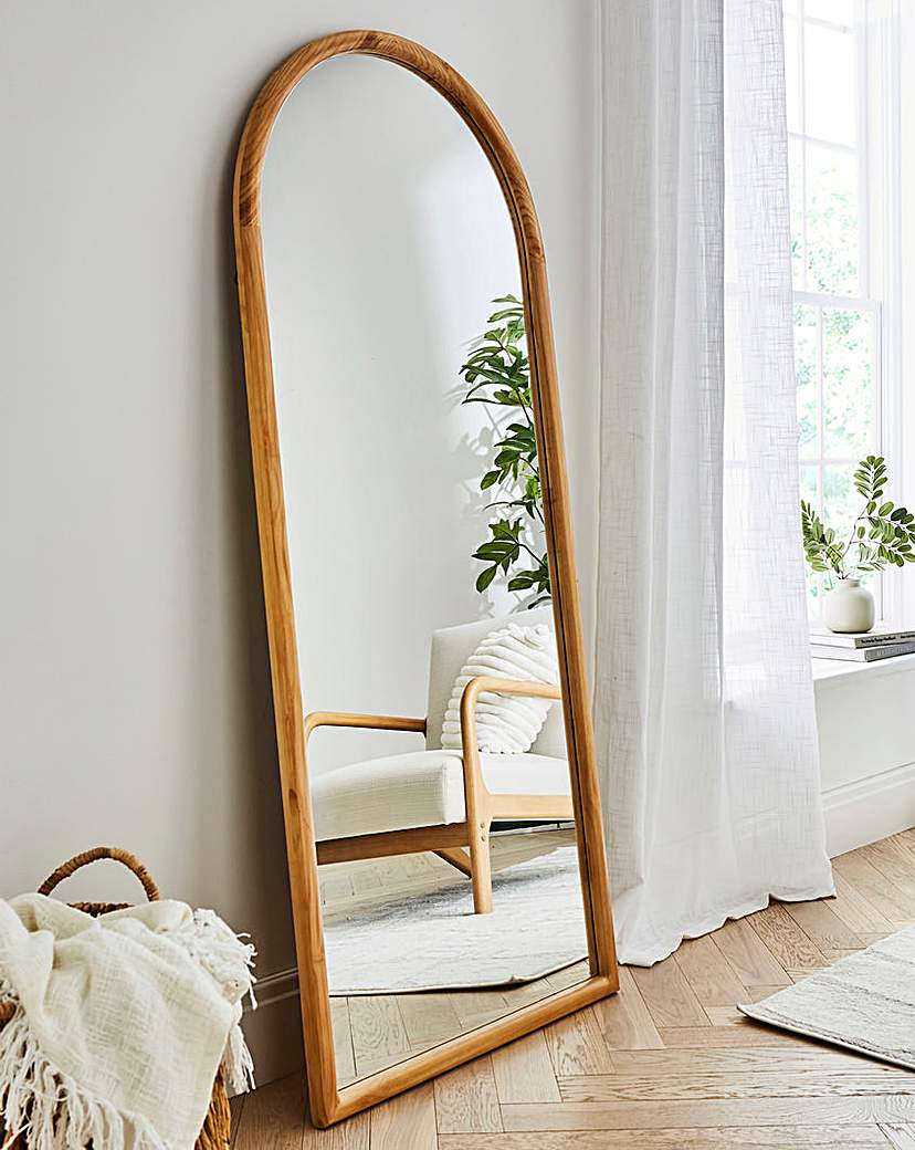 New In - Light Wood Arch Leaner Mirror