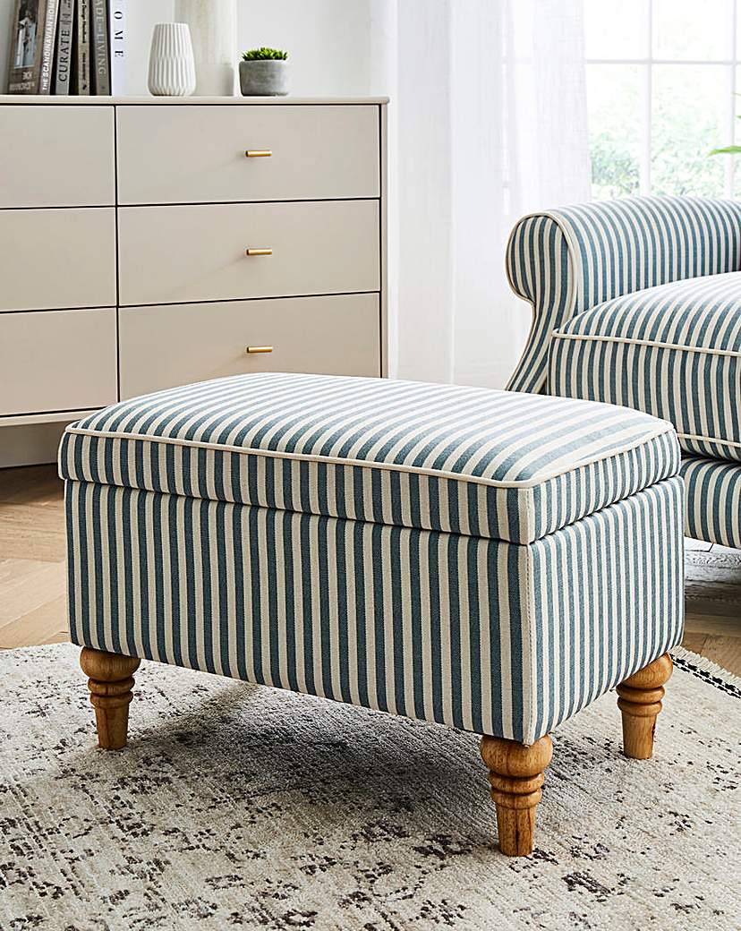 New In - Naomi Stripe Storage Footstool