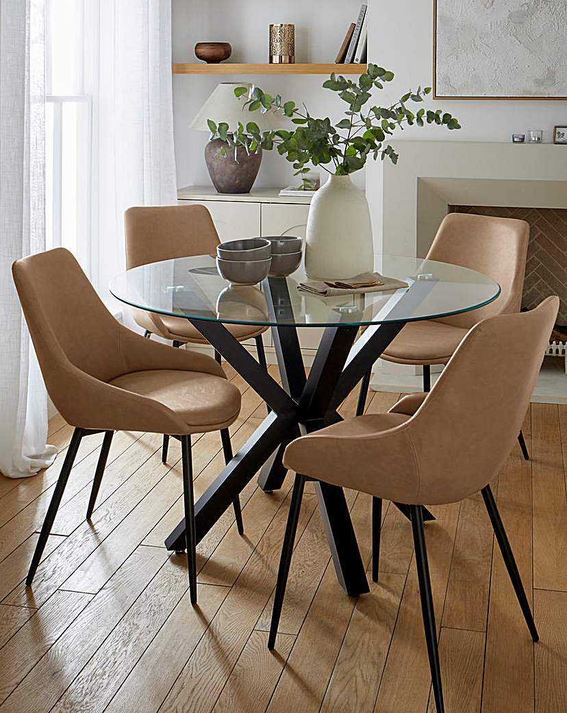 Bodie Black Table with 4 Etta Chairs