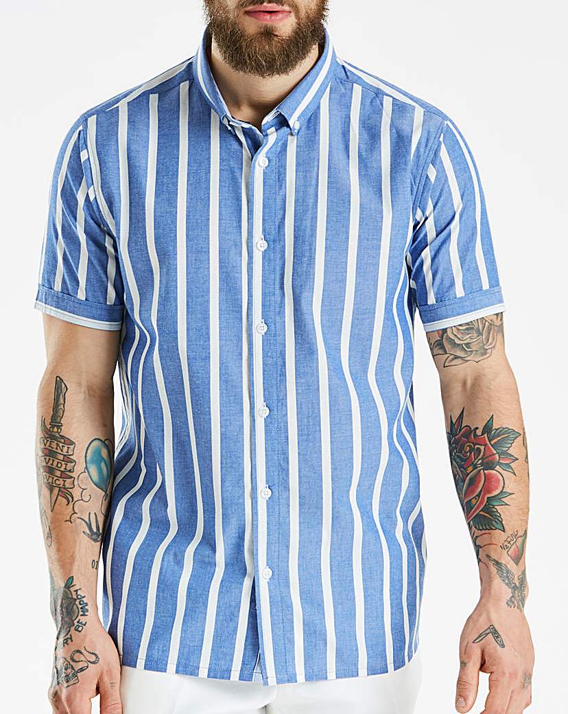 Black Label Striped Short Sleeve Shirt L