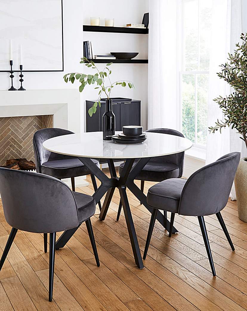 New In - Brock Table with 4 Emilie Velvet Chairs