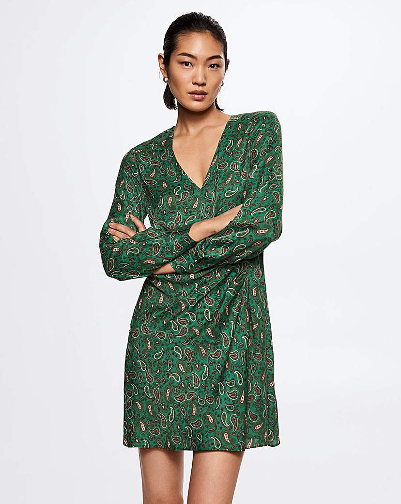 Mango Angel Paisley Print Satin Dress