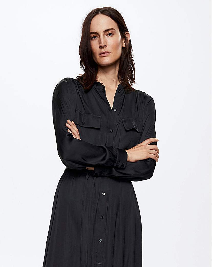 Mango Dominic Satin Shirt Dress