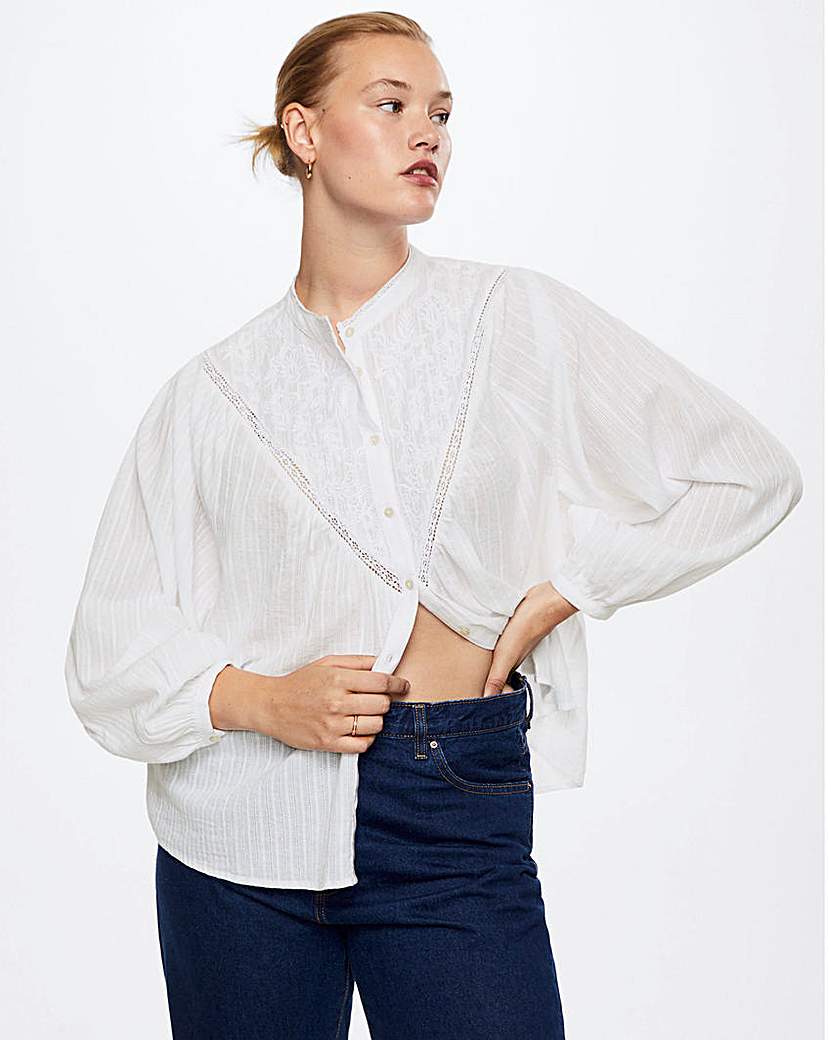 Mango Embroidered Cotton Blouse