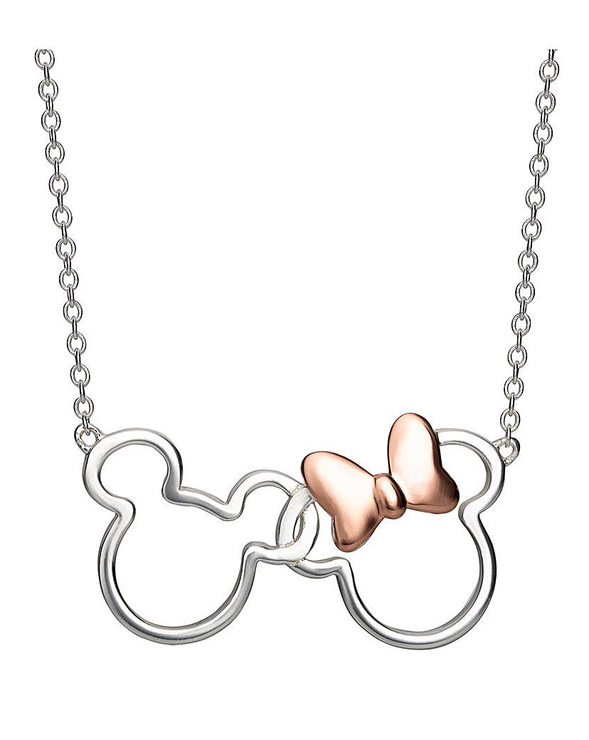 Disney Minnie & Mickey Silver Necklace