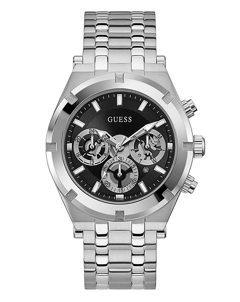 Mens Guess Continental Silver Watch