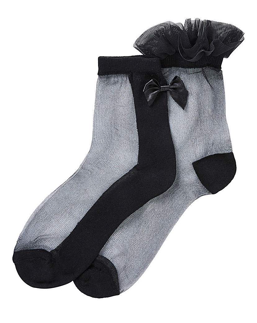 Image of 2 Pack Mesh & Bow Detail Socks