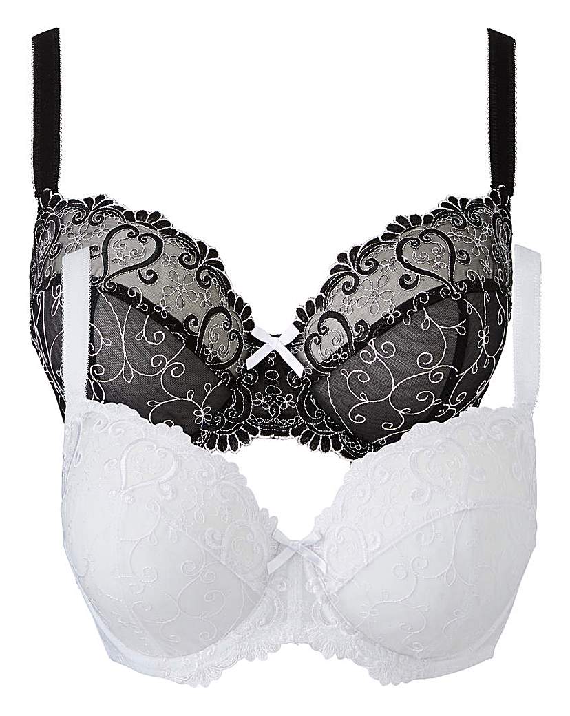 Image of 2 Pack Emma Black/White Full Cup Bras