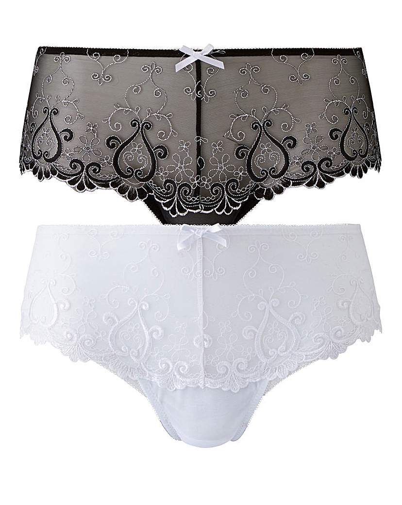 Image of 2 Pack Emma Black/White Midi Briefs