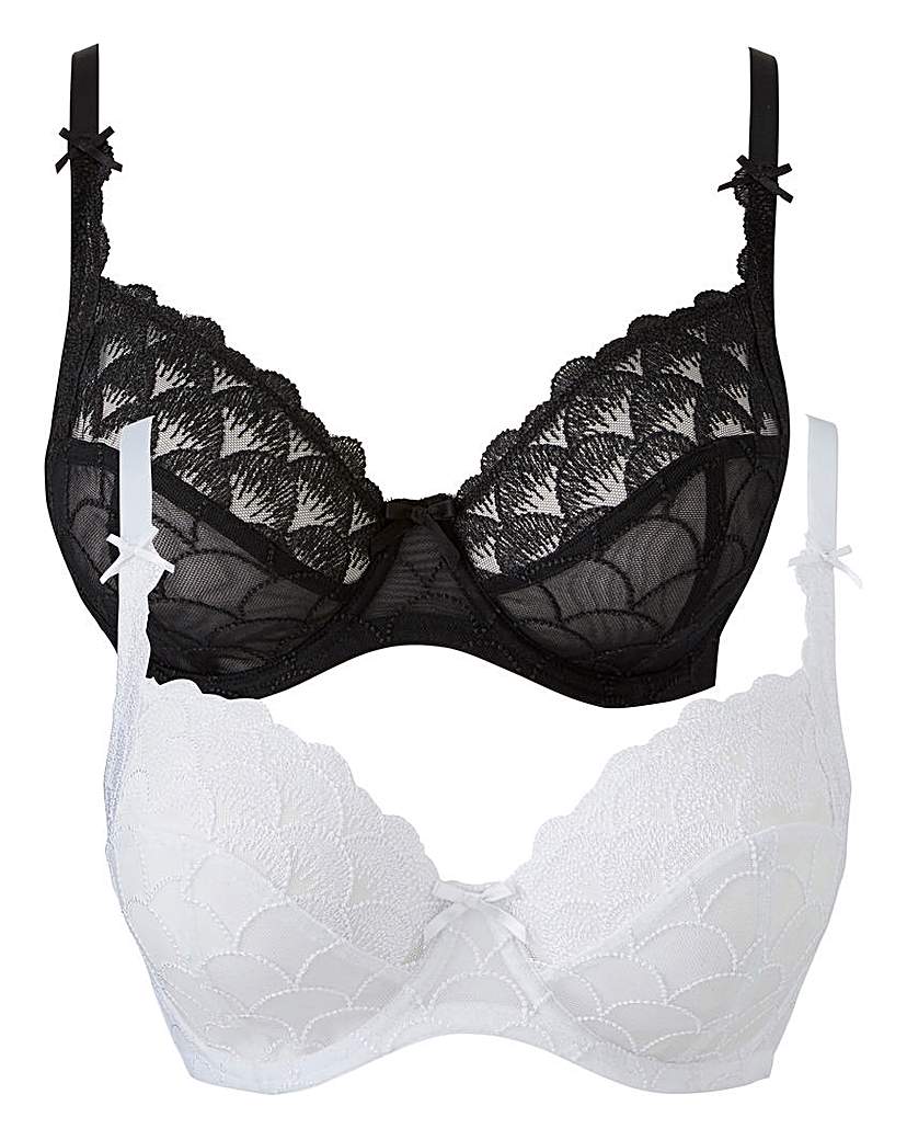 Image of 2 Pack Caroline Blk/White Full Cup Bras