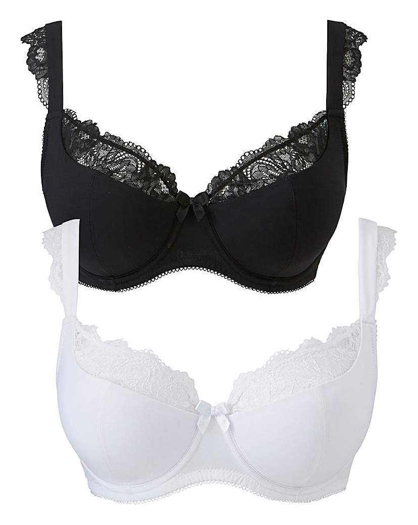 Image of 2 Pack Ella Lace Cap Sleeve Blk/Wht Bras