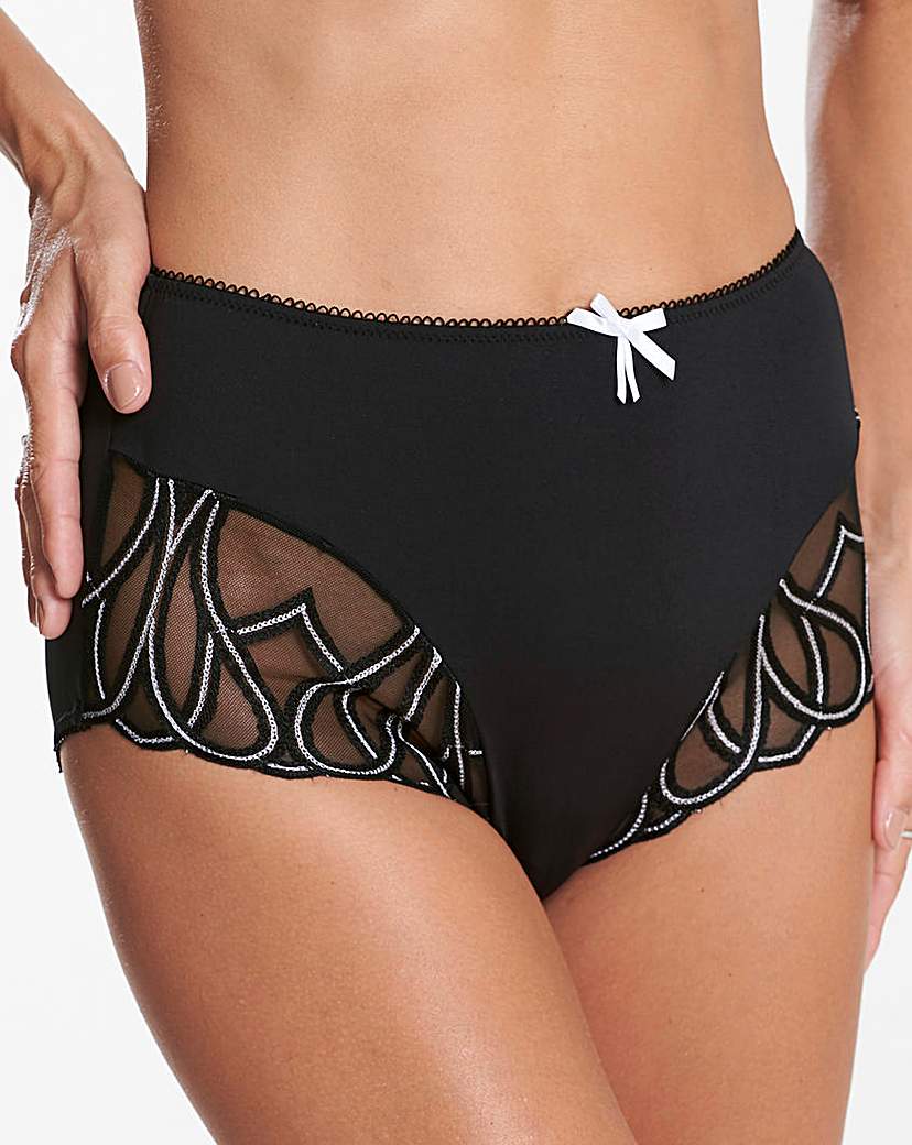 Image of Amelie Embroidered Blk/White Full Briefs