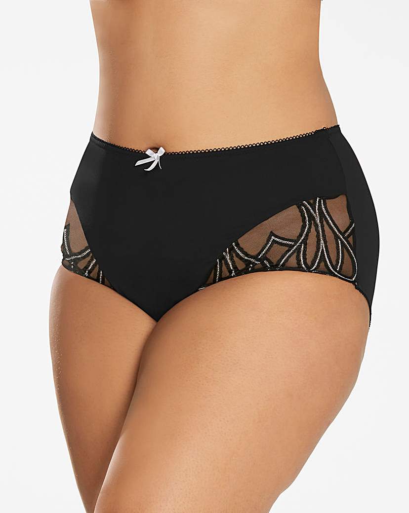 Image of Amelie Embroidered Blk/White Full Briefs