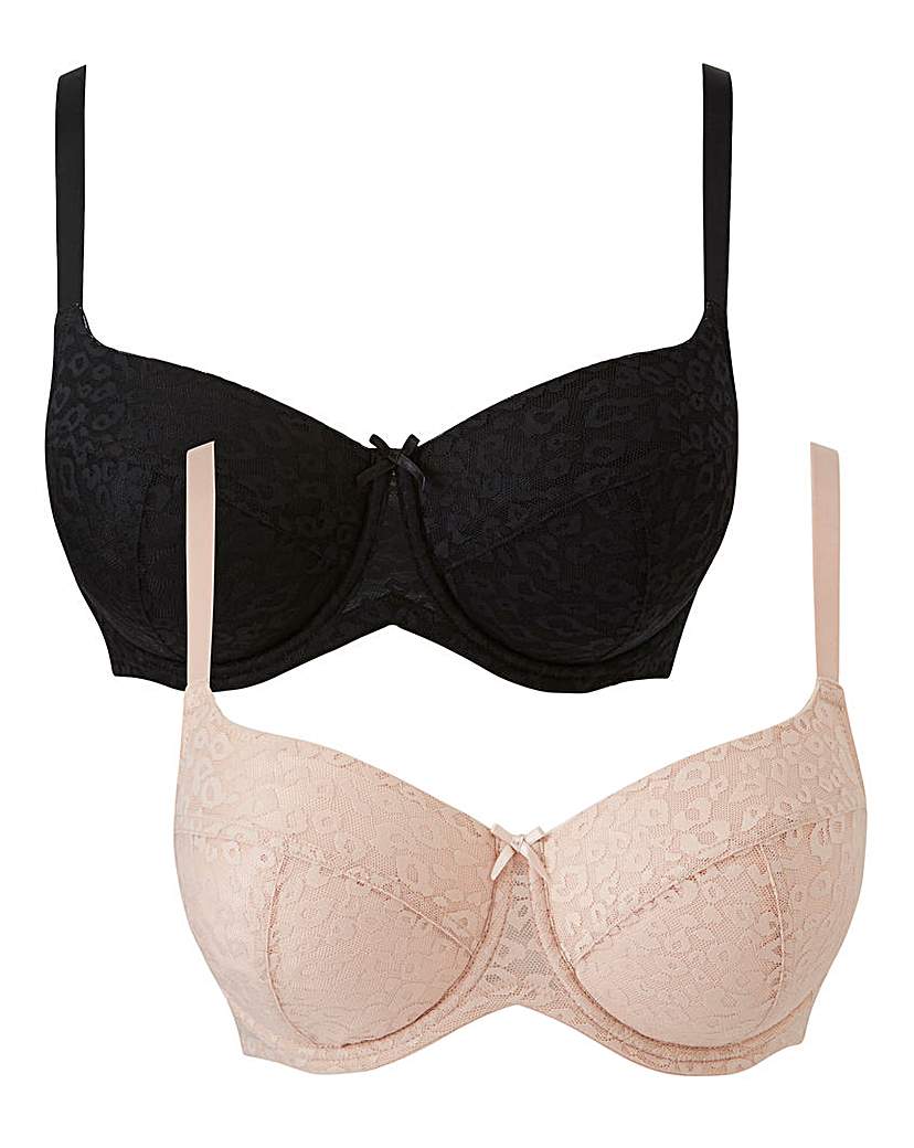 Image of 2 Pack Animal Mesh Blush/Blk Balcony Bra