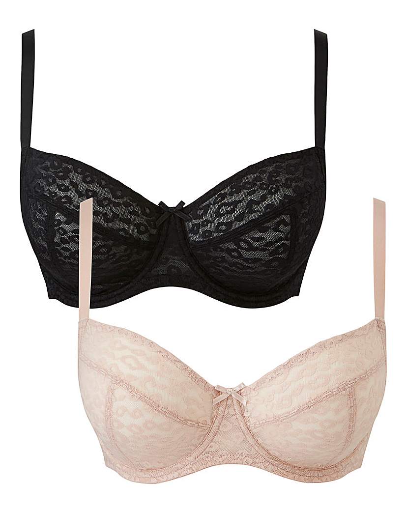 2 Pack Animal Mesh Wired Balcony Bras