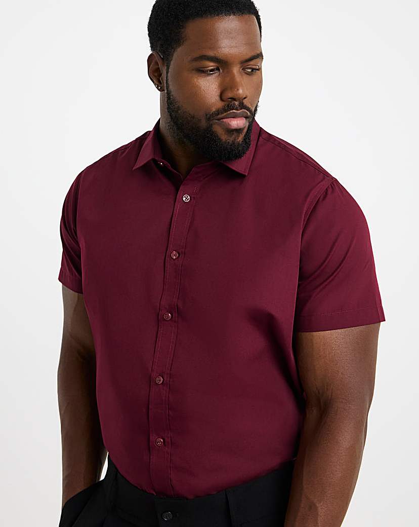 Short Sleeve Formal Shirt Regular Wine Jacamo …
