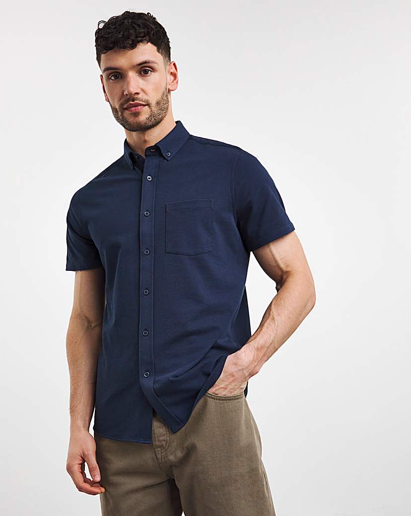 Short Sleeve Button Down Pique