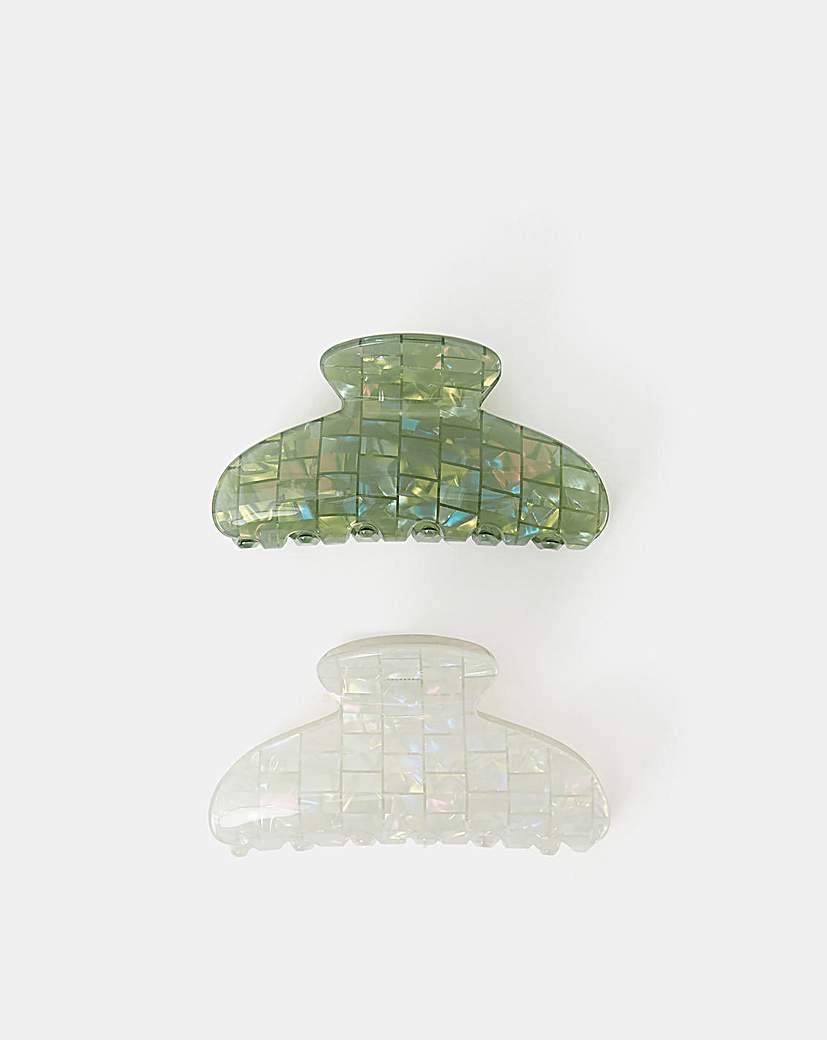 Accessorize Iridescent Tile Claw Clips