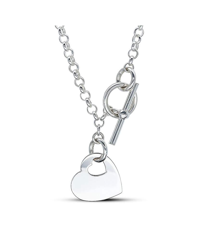 New In - Sterling Silver Heart Tbar Necklace