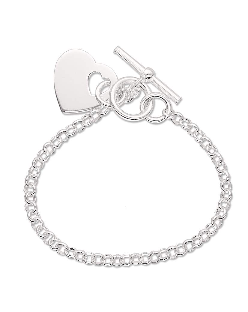 New In - Sterling Silver Heart Tbar Bracelet