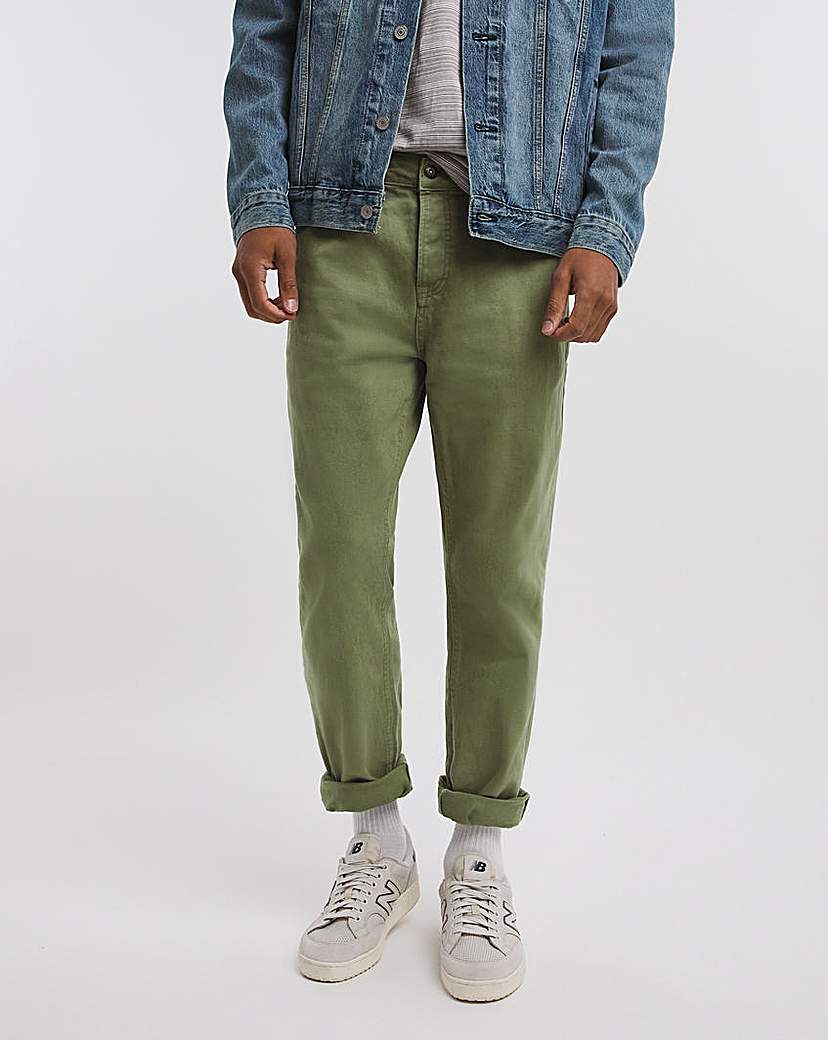 premium green straight fit twill jean