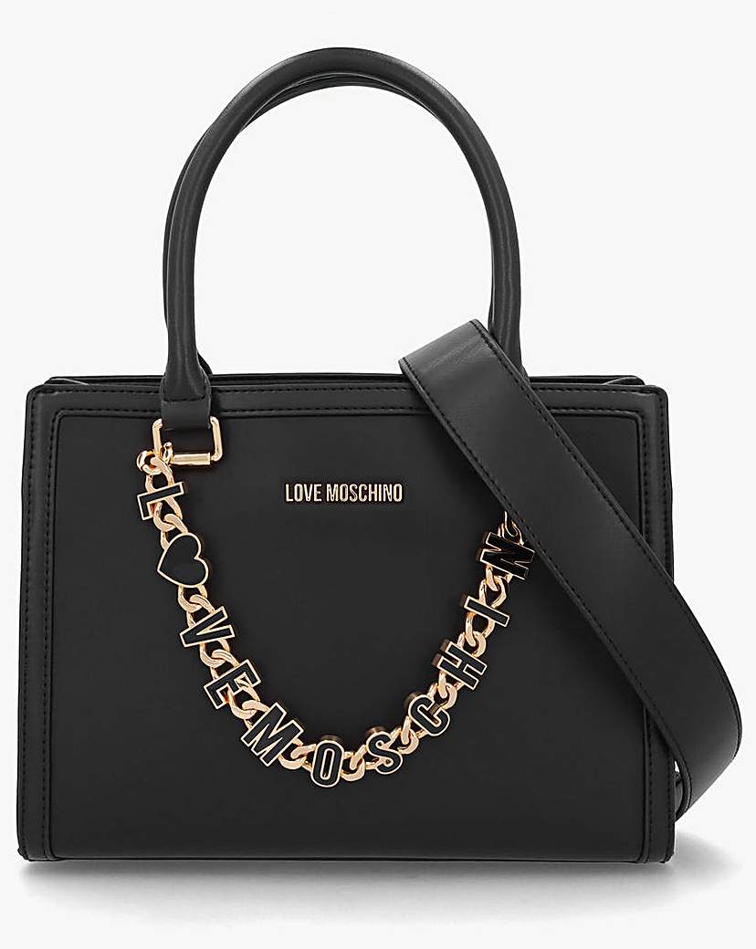 New In - Love Moschino Chain Logo Leather Tote