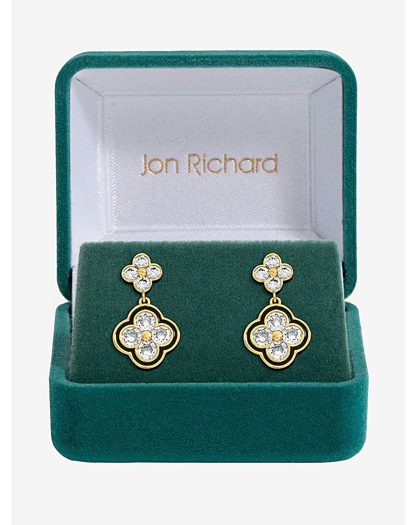 New In - 14K Gold Plated Crystal Clover Earrings