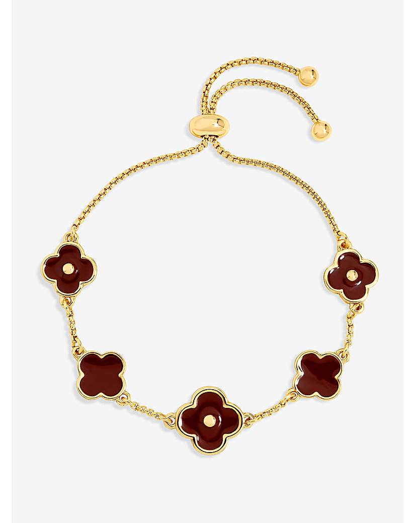 New In - Gold Polished & Burgundy Clover Bracelet
