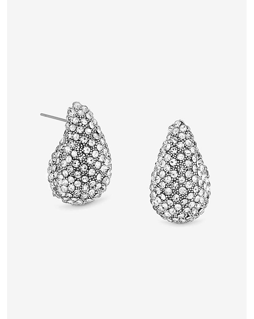 Silver Crystal Dome Stud Earrings