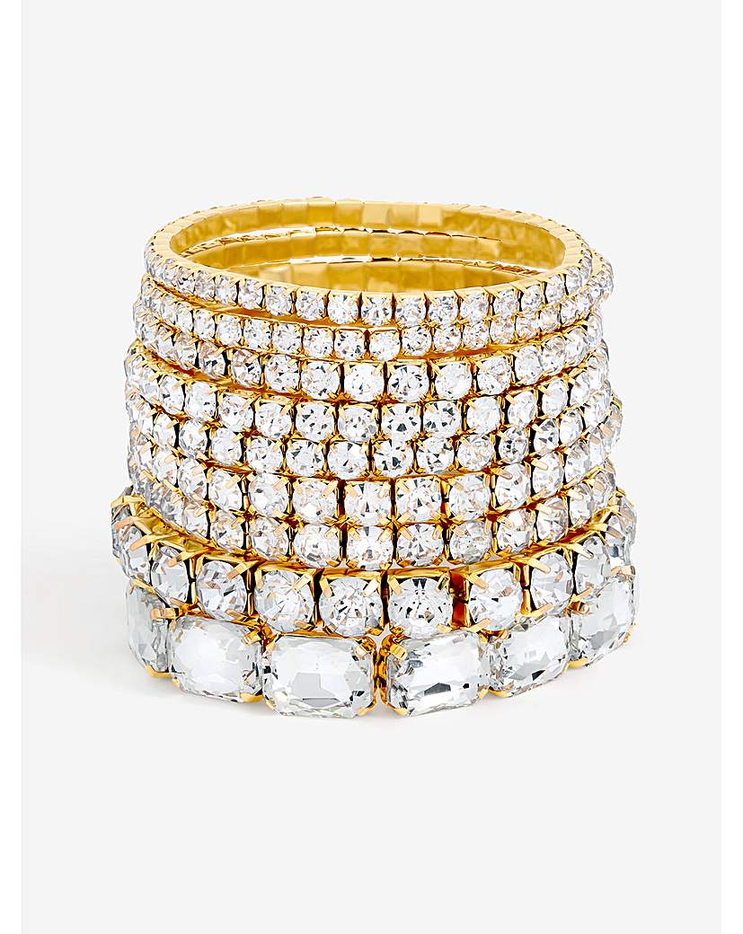 Crystal Stretch Bracelets - Pack of 7