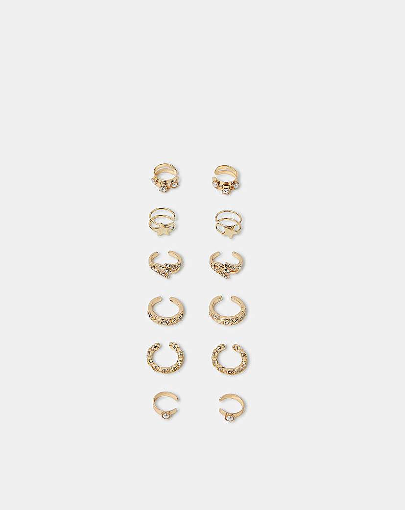 New In - Accessorize 6Pk Celestial Ear Cuffs Gold
