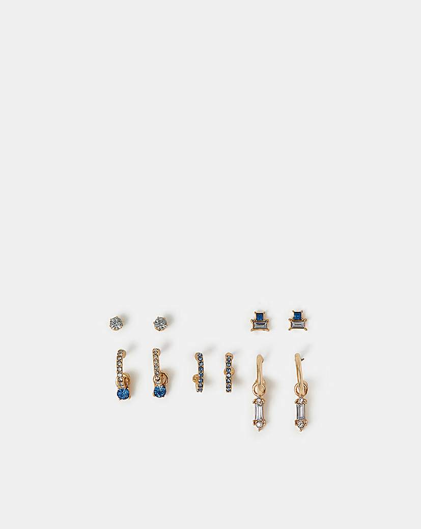 New In - Accessorize 5-Pk Gem Diamante Earrings