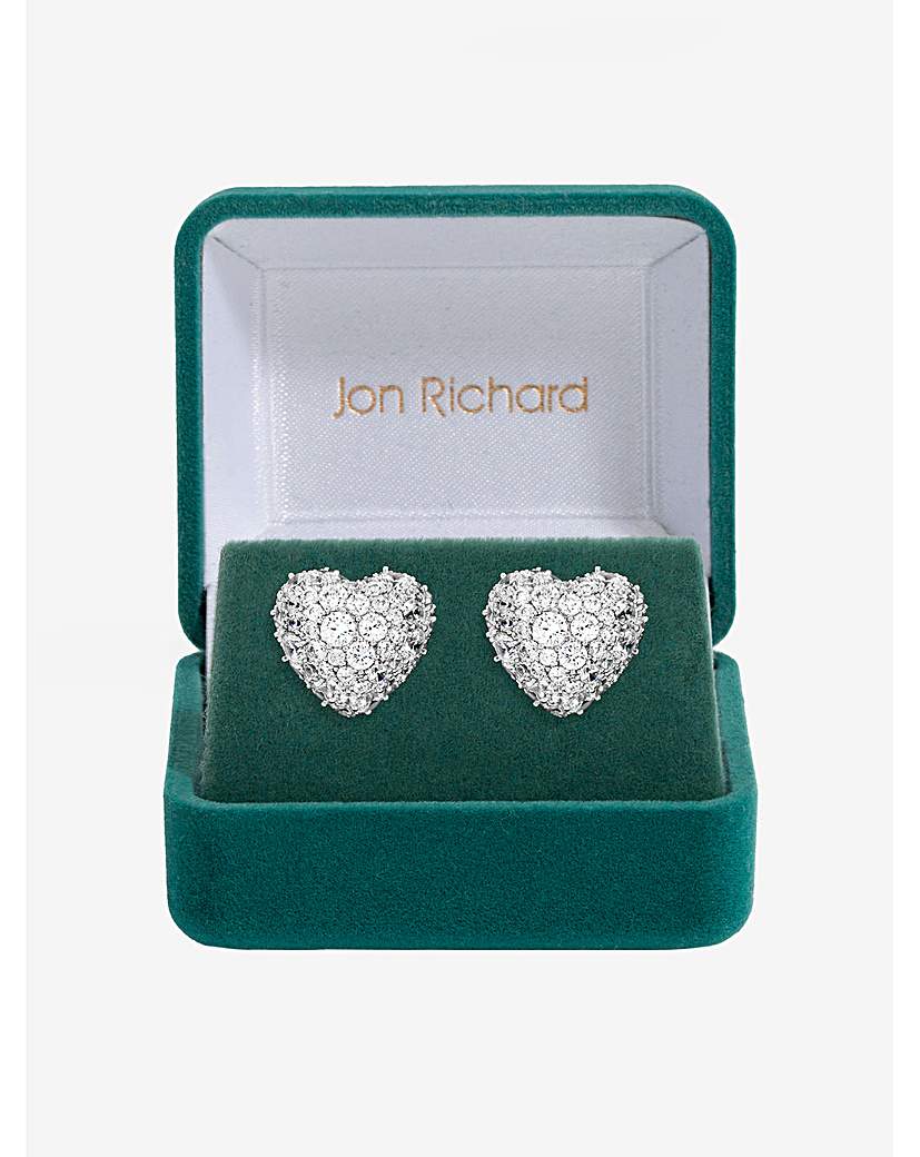 New In - Rhodium Plated and Pave Heart Studs