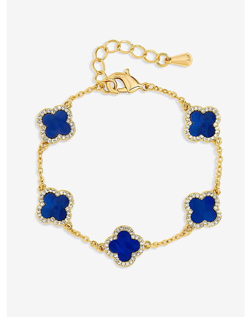 New In - Gold Plated Lapis Clover Bracelet