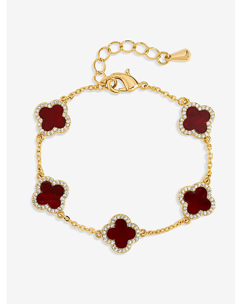 New In - Gold Plated Carnelian Clover Bracelet