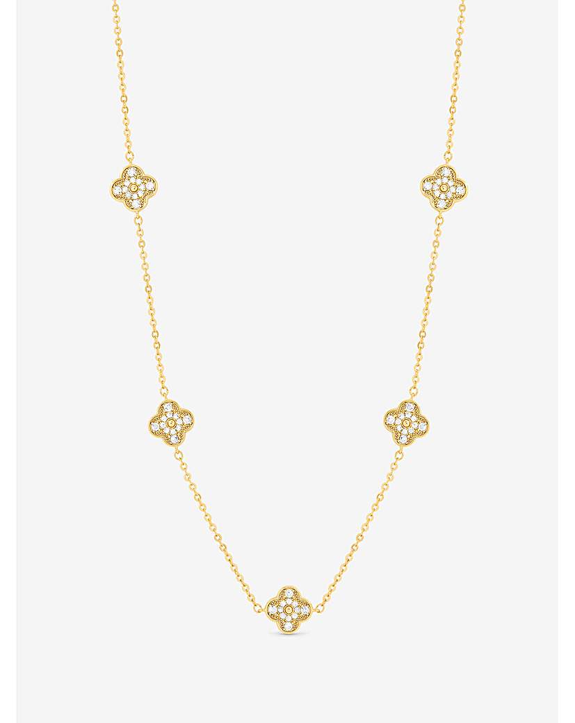 New In - Gold Plated Pave Clover Necklace