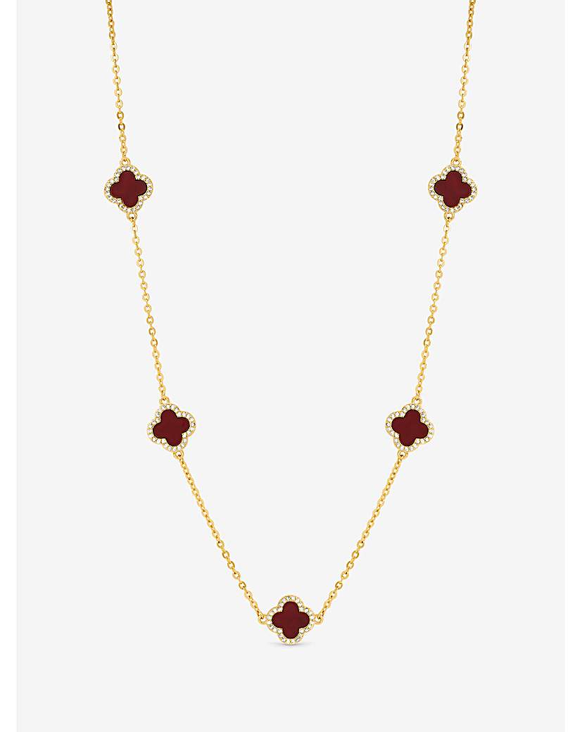 New In - Gold Plated Carnelian Clover Necklace